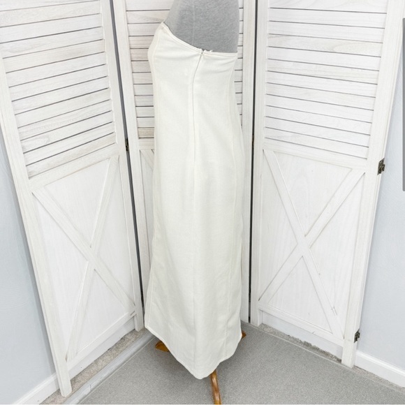 Zara Textured Strapless Tube Midi Dress Ivory Cream Large - Picture 5 of 11